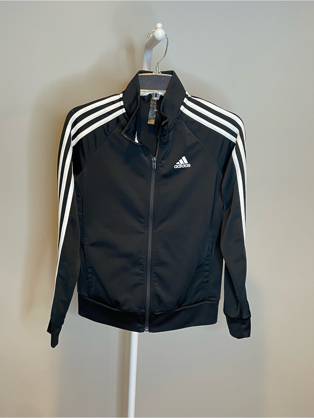 adidas Black Track Jacket with White Stripes